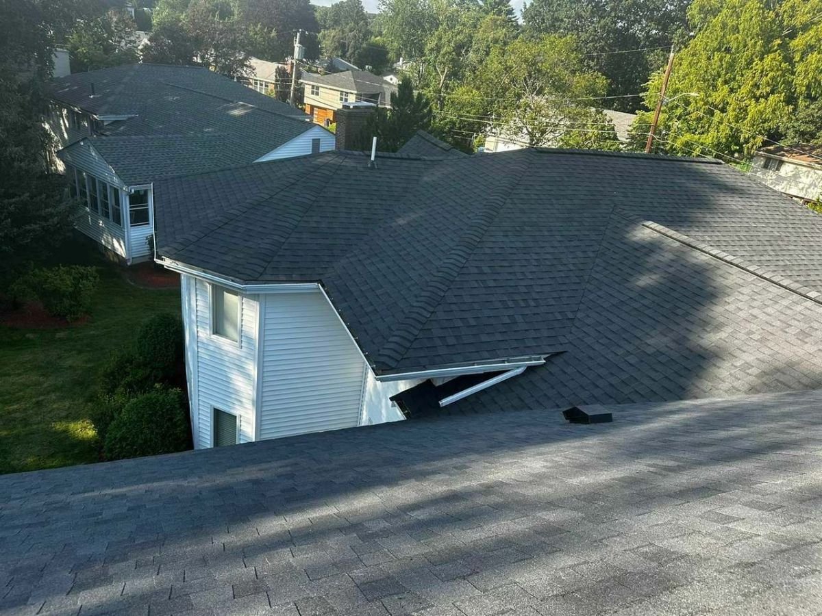 New roof and siding on a two-story home