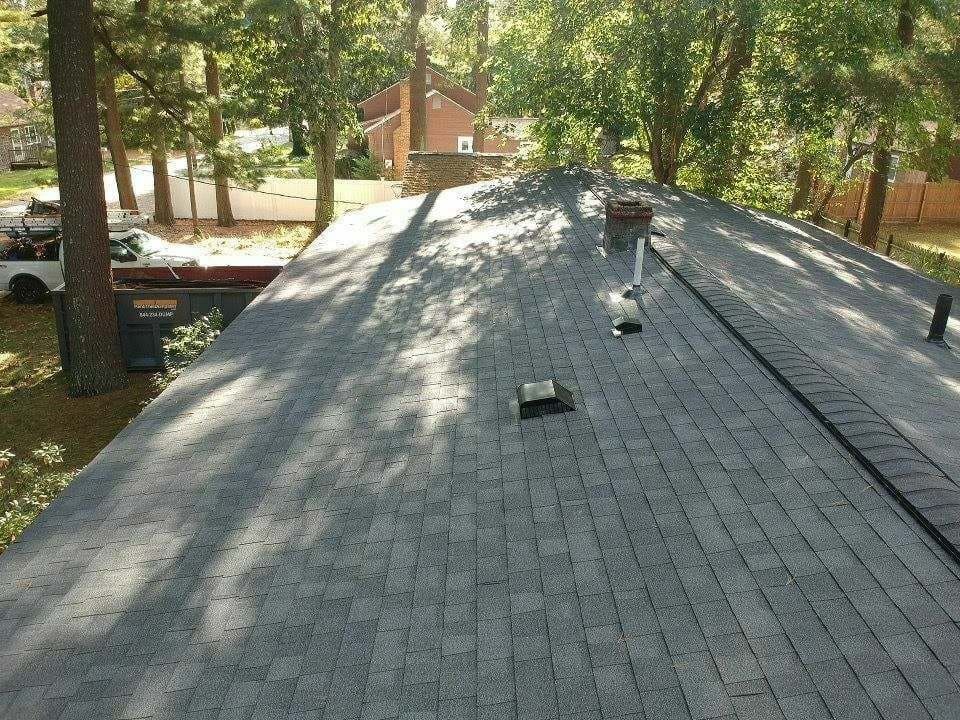 New shingle roof seen from above